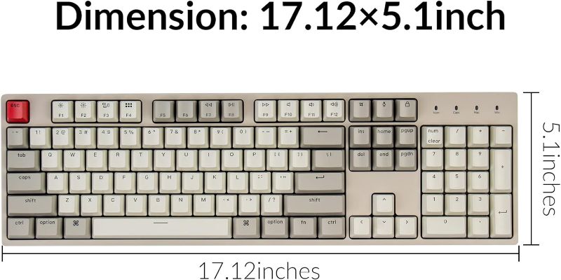 Photo 3 of Keychron C2 Full Size Wired Mechanical Keyboard Compatible with Mac, Keychron Brown Switch, 104 Keys ABS Retro Color Keycaps Gaming Keyboard for Windows, USB-C Type-C Braid Cable (Beige)