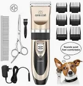 Photo 2 of Oneisall P2 Low Noise Dog Grooming Kit, Rechargeable Cordless Dog Clippers for Grooming, Dog Grooming Clippers with 6 Guard Combs & 1 Steel Comb, Shaver Hair Clippers Set for Dogs Cats Pets - Gold