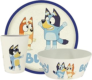 Photo 1 of Zak Designs Bluey Kids Dinnerware Set 3 Pieces, Durable and Sustainable Melamine Bamboo Plate, Bowl, and Tumbler are Perfect For Dinner Time With Family (Bluey, Bingo, Bandit, Chilli)