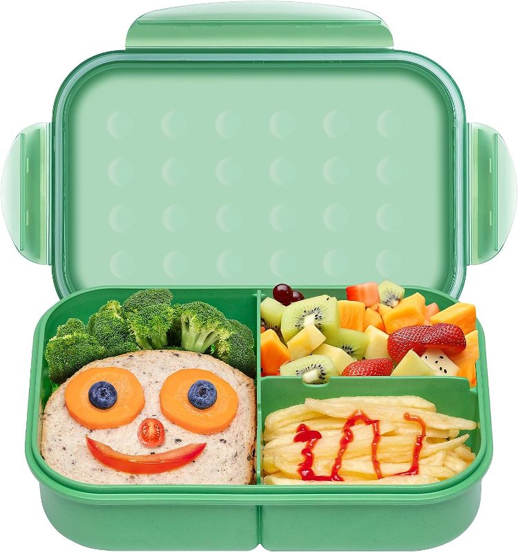 Photo 3 of Itopor® Lunch Box,Leak-Proof Design,Natural Wheat Fiber Materials Bento Box,BPA-Free Lunch Box kids Containers,Healthy Food-Safe Bento Lunch Boxes for Family (Green)