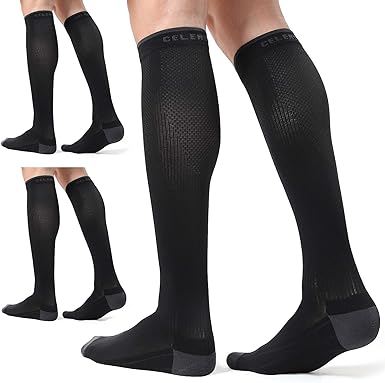 Photo 1 of CS CELERSPORT 3 Pairs Compression Socks for Men and Women 20-30 mmHg Running Support Soccer Football Socks