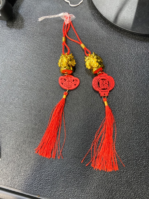 Photo 2 of 8 Pcs Chinese New Year Decor Decorations Lunar New Year 2024 Red Tassel Ornaments with Wealth Success Good Luck Hanging Decorations for Gifts Home Car Decor