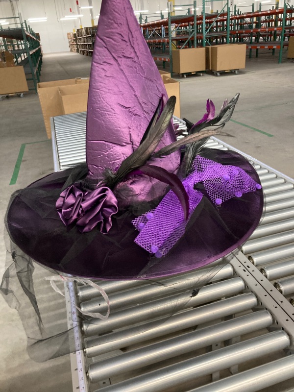 Photo 1 of Goetland Deluxe Witch Hat for Women Halloween Witch Hat with Veils Spiders Feathers Party Carnival Christmas Cosplay