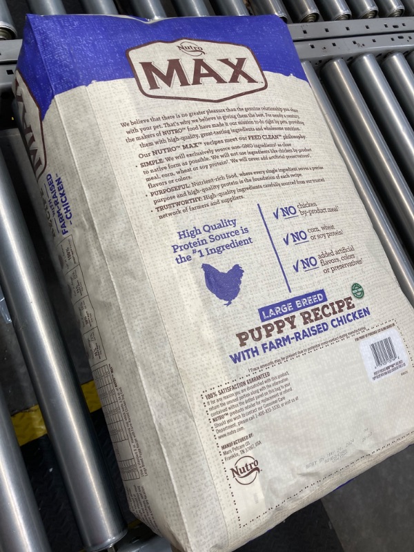 Photo 2 of  best by: 21 may , 2024 NUTRO MAX Large Breed Puppy Recipe Dry Dog Food With Farm-Raised Chicken, 25 LB Bag Puppy 25 Pounds