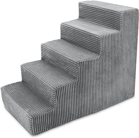 Photo 2 of Best Pet Supplies Portable Dog Foam Stairs/Steps for Couch Sofa and High Bed Non-Slip Bottom Paw Safe No Assembly - Gray, 5-Step (H: 22.5")