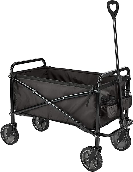 Photo 3 of Amazon Basics Collapsible Folding Outdoor Utility Wagon with Cover Bag, Black

