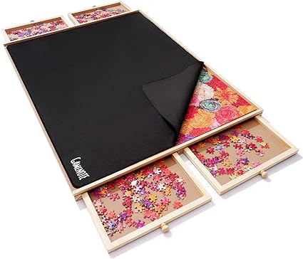 Photo 1 of Puzzle Board with Drawers & Cover Mat - 1500/2000 Pieces Wooden Jigsaw Puzzle Table - 40.5" X 27" Portable Puzzle Board with Cover for Puzzlers - Colorful Puzzle Trays for Sorting - Puzzle Ready
******(Puzzle Piece Slightly Damaged)******