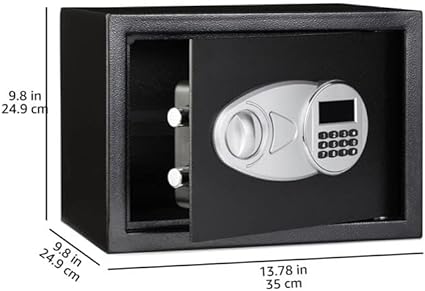 Photo 1 of Amazon Basics Steel Security Safe and Lock Box with Electronic Keypad - Secure Cash, Jewelry, ID Documents, 0.5 Cubic Feet, Black, 13.8"W x 9.8"D x 9.8"H