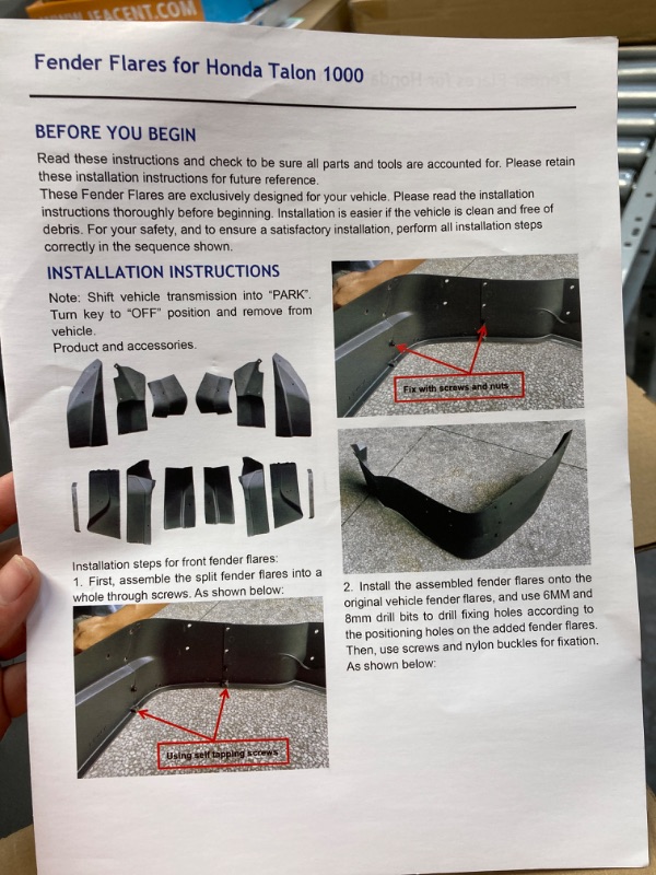 Photo 1 of KIWI MASTER Widened Fender Flares Extended Compatible with 2019-2024 Honda Talon 1000R 1000X 1000X4 1000R4 Accessories Replace OEM # 0SF70-HL6-A01 Front & Rear Extensions Mud Flaps Guards