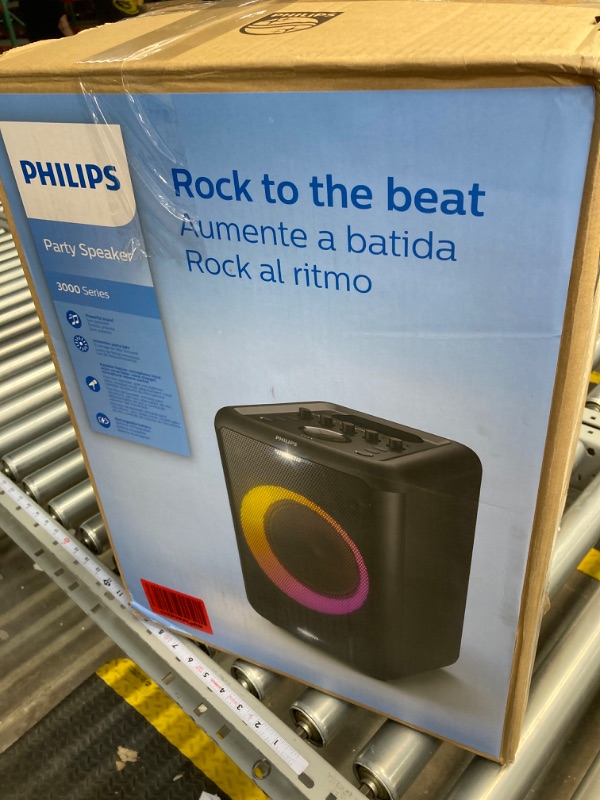 Photo 3 of Philips X3206 Bluetooth Party Speaker with Deep bass, Up to 14 Hours Battery, Party Lights and Karaoke Effects, Microphone and Guitar Input, Audio-in, USB Charging, Built-in Trolley, TAX3206 With light effects Medium