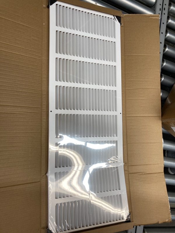 Photo 3 of 32"W x 10"H [Duct Opening Measurements] Steel Return Air Grille (HD Series) Vent Cover Grill for Sidewall and Ceiling, White | Outer Dimensions: 33.75"W X 11.75"H for 32x10 Duct Opening Duct Opening Size: 32"x10"