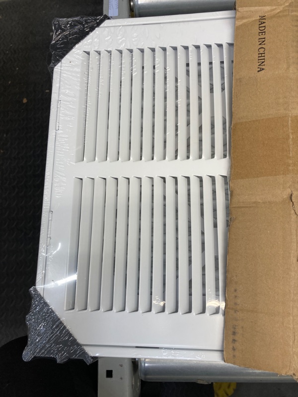 Photo 2 of 12"W x 12"H [Duct Opening Measurements] Steel Return Air Filter Grille [Fixed Hinged] for 1-inch Filters, Vent Cover Grill for Sidewall and Ceiling, White, Outer Dimensions: 14 5/8"W X 14 5/8"H Duct Opening Size: 12"x12"