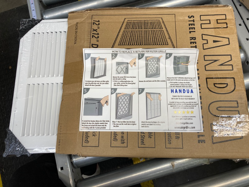 Photo 3 of 12"W x 12"H [Duct Opening Measurements] Steel Return Air Filter Grille [Fixed Hinged] for 1-inch Filters, Vent Cover Grill for Sidewall and Ceiling, White, Outer Dimensions: 14 5/8"W X 14 5/8"H Duct Opening Size: 12"x12"