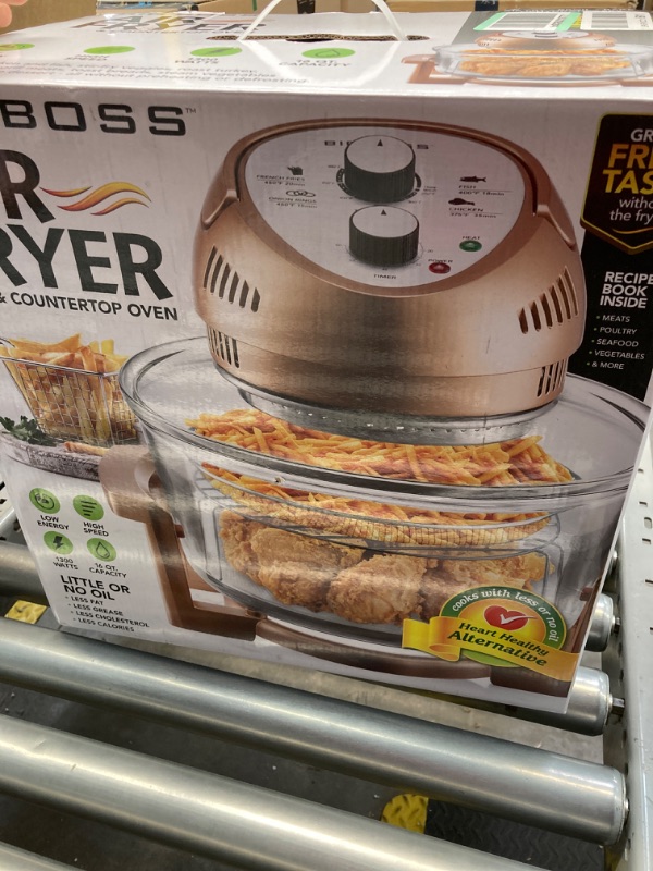 Photo 2 of Big Boss Air Fryer, Super Sized 16 Quart Large Air Fryer Oven Glass Air Fryer, Infrared Convection Healthy Meal Electric Cooker with Timer, Dishwasher Safe, Plus 50+ Recipe Book Copper