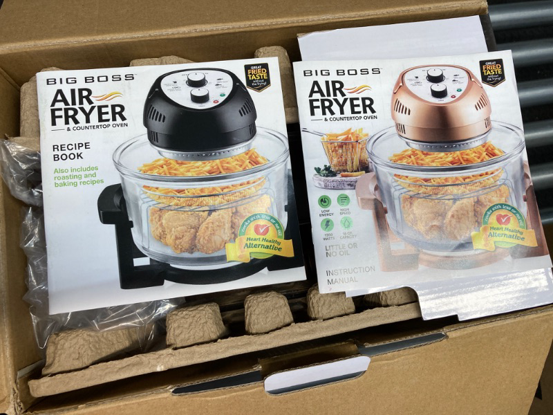 Photo 4 of Big Boss Air Fryer, Super Sized 16 Quart Large Air Fryer Oven Glass Air Fryer, Infrared Convection Healthy Meal Electric Cooker with Timer, Dishwasher Safe, Plus 50+ Recipe Book Copper