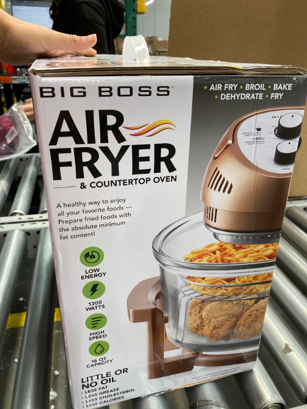 Photo 3 of Big Boss Air Fryer, Super Sized 16 Quart Large Air Fryer Oven Glass Air Fryer, Infrared Convection Healthy Meal Electric Cooker with Timer, Dishwasher Safe, Plus 50+ Recipe Book Copper