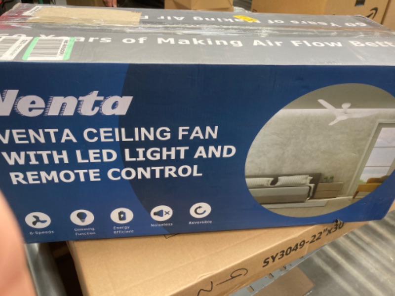 Photo 3 of ***MISSING MANUAL*** Harmony DC 52” Ceiling Fans with Lights Remote Control, Moisture Proof ABS 3 Blades White Ceiling Fan, Reversible DC Motor 6-Speed, Quiet Fans for Bedroom, Indoor Outdoor Ceiling Fans for Patios by Venta 52 inches White