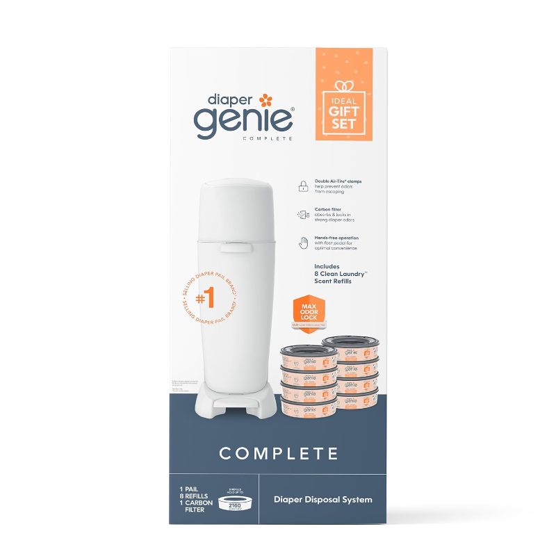 Photo 1 of Diaper Genie Baby Registry Set | Includes Diaper Genie Complete Diaper Pail, 8 Refill Bags, & 1 Carbon Filter for Odor Control | Great Gift Idea for Baby Registry & Shower