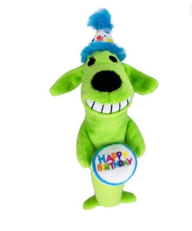 Photo 1 of **ALL GREEN**Multipet's 12-Inch Happy Birthday Loofa Dog Toy, 1 Count (Colors May Vary) for All Breed Sizes One Size Assorted 