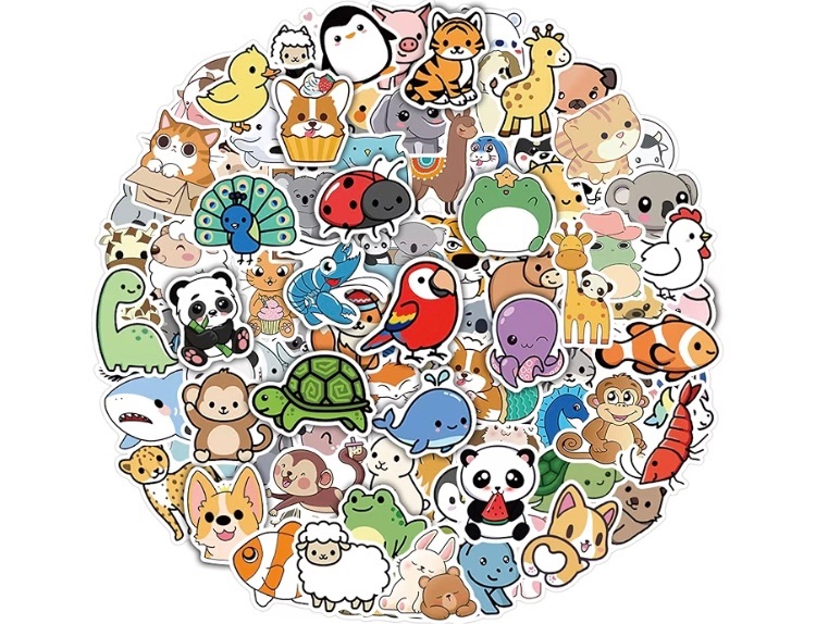 Photo 1 of 100 Pcs Cute Animal Stickers for Kids, Water Bottle Stickers for teen girls Waterproof