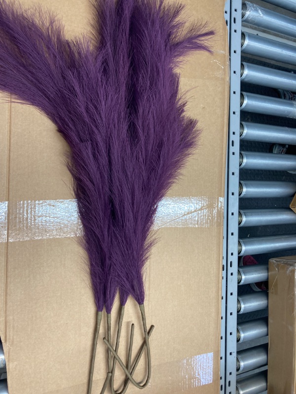 Photo 2 of ***MISSING 2***EVODIS Pampas Grass Decor Tall, 43"/110cm Faux Pampas Grass 6 Stems Large Pompass Grass Branches Tall Bulk Boho Flower Arrangement for Home Room Wedding Party Decor(Purple)