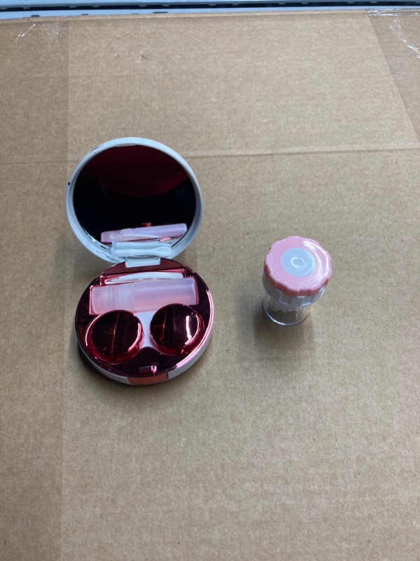 Photo 2 of Contact Lens Travel Kit with Cleaner Washer, Portable Contact Box with Mirror Tweezers Remover Tool Solution Bottle for Daily Outdoor Rose Red