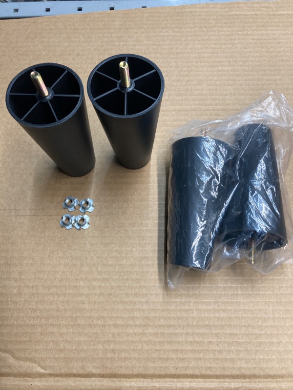 Photo 2 of 5-3/8 inch Plastic Furniture Legs, Round Tapered Table Legs Black Sofa Legs Replacement Legs with M8 Hanger Bolts for Couch Table Sofa, Pack of 4 5-3/8" x M8 Round, 4 Pcs