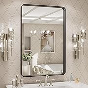 Photo 1 of 
LOAAO 24X30 Inch Black Metal Framed Bathroom Mirror for Wall, Matte Black Bathroom Vanity Mirror Farmhouse, Large Rounded Rectangle Mirror, Anti-Rust, Tempered Glass, Hangs Horizontally or Verticall