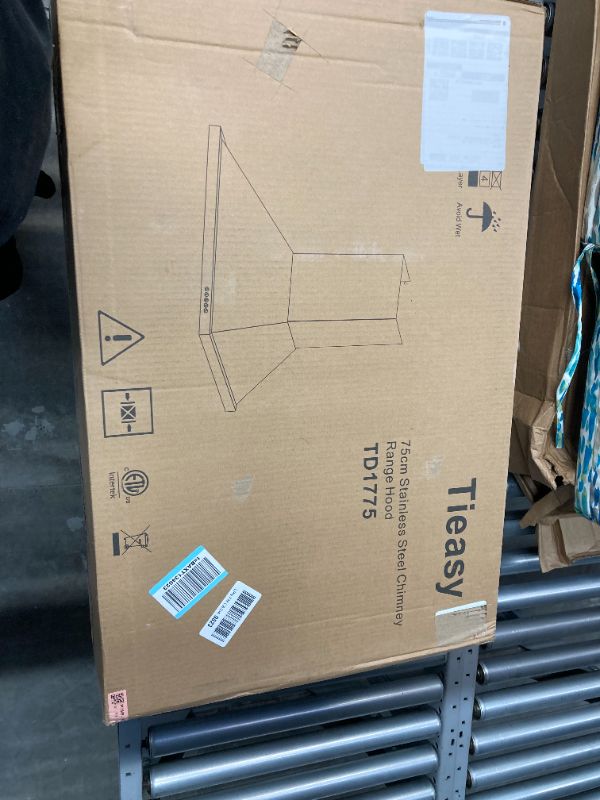 Photo 1 of Tieasy Wall Mount Range Hood 30 inch with Ducted/Ductless Convertible Duct, Stainless Steel Chimney-Style Over Stove Vent Hood with LED Light, 3 Speed Exhaust Fan, 450 CFM Mesh Filters
