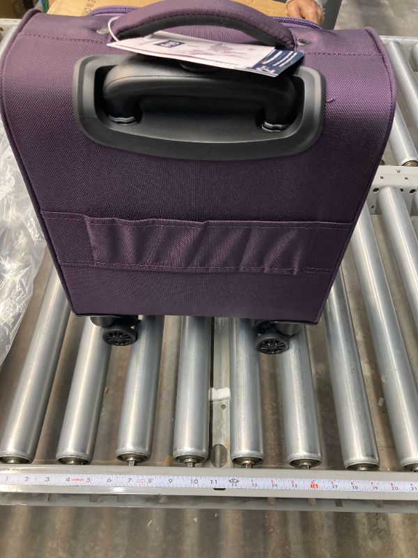 Photo 4 of Coolife Underseat Carry On Luggage Suitcase Softside Lightweight Rolling Travel Bag Spinner Suitcase Compact Upright 4 Dual Wheel Bag purple Underseat 14-Inch