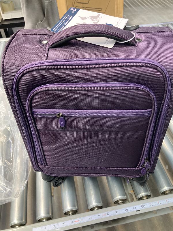 Photo 5 of Coolife Underseat Carry On Luggage Suitcase Softside Lightweight Rolling Travel Bag Spinner Suitcase Compact Upright 4 Dual Wheel Bag purple Underseat 14-Inch