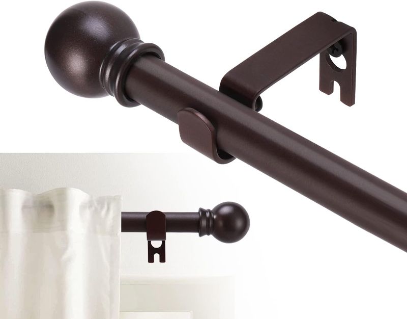 Photo 1 of Curtain Rods for windows 32-48 inch, 5/8 inch Decorative Curtain Rod Set, Brown Splicing Heavy Duty Metal Curtain Rod with Brackets
