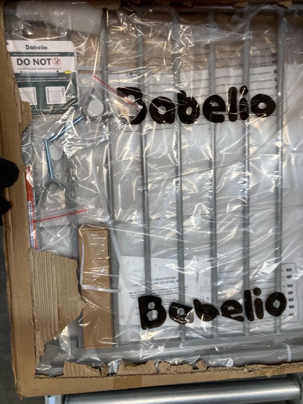 Photo 1 of Mom's Choice Award Winner-BABELIO 29-55 Inch Extra Wide Baby Gate, Metal Dog Gate, Pressure Mounted Pet Gate for Stairs & Doorways, NO Tools Needed NO Drilling, with Y Threaded Spindle Rods, Gray Series 2-28" Tall Gray