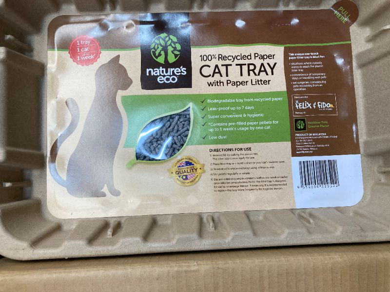 Photo 3 of Disposable Cat Litter Boxes, Pre-Filled with 100% Recycled Paper Litter Pellets- 5 Pack of Trays- Includes Litter. Eco Friendly! Simply Peel Off Perforated Lid, Use, Dispose of Entire Tray!