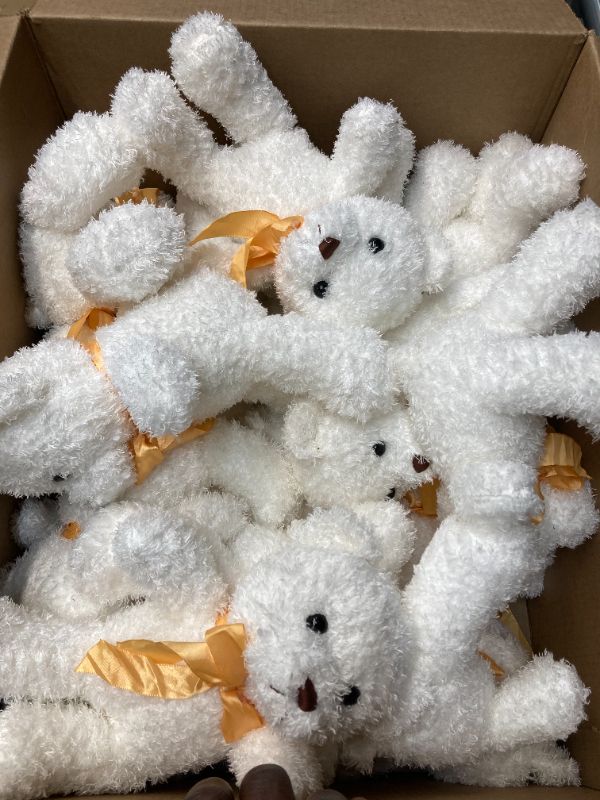 Photo 4 of 16 Pcs Bear Stuffed Animals Bulk 12 Inch Soft Plush Bears Doll Small Stuffed Bear Toy with Bows for Boy Girl Baby Shower Christmas Birthday Decor Gift Party Favors (White)