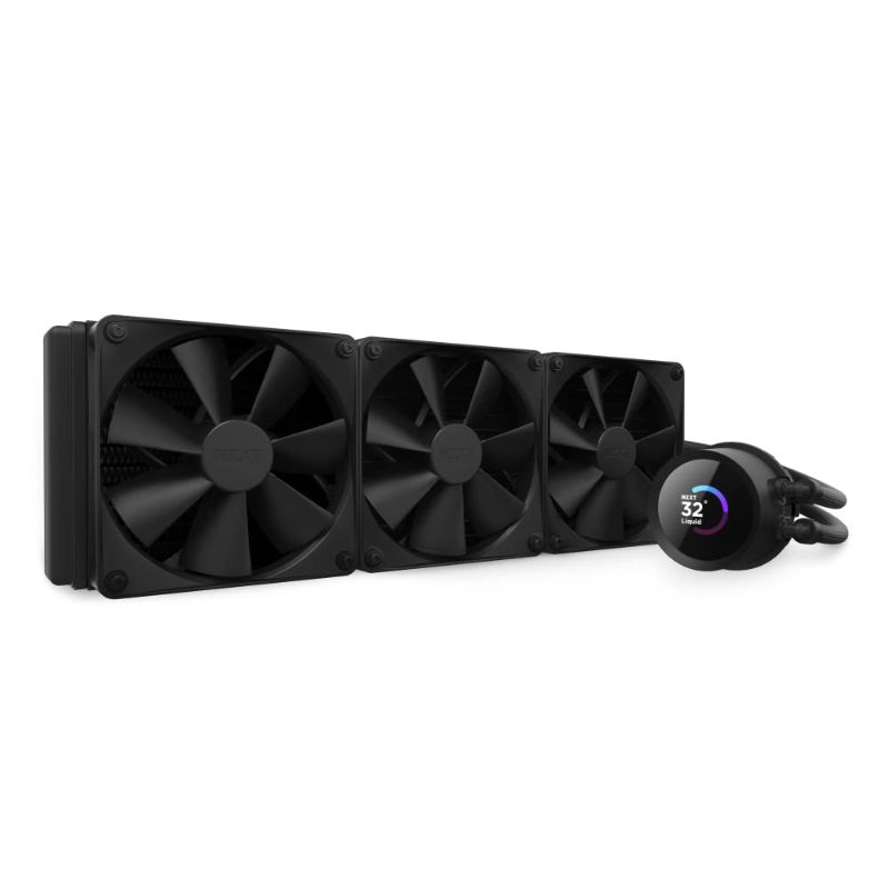 Photo 1 of NZXT 360mm AIO CPU Liquid Cooler with Customizable LCD Display, High-Performance Pump, 3 Fans - Black