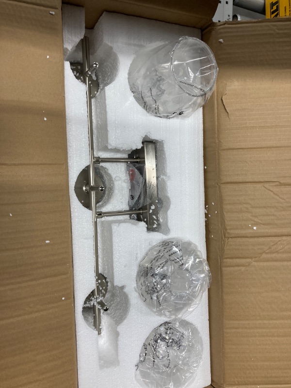 Photo 2 of 3-Light Vanity Lights for Bathroom Brushed Nickel, Modern Bathroom Lighting Fixture Over Mirror Wall Lamp with Clear Glass Shade, Contemporary Wall Sconce for Bathroom, Makeup Dressing Table23