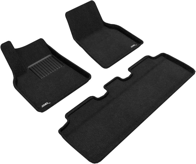 Photo 1 of 3D MAXpider Custom Fit Elegant Floor Mat (Black) Compatible with Tesla Model Y 2020-2024 - Full Set
