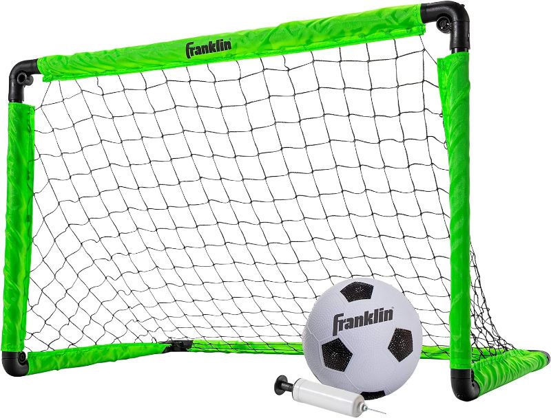 Photo 1 of Franklin Sports Kids Mini Soccer Goal Set - Backyard + Indoor Mini Net and Ball Set with Pump - Portable Folding Youth Soccer Goal Set - Perfect Kids Toy Soccer Goal Set - 36" x 24"