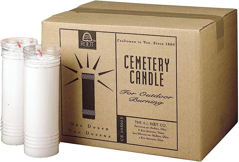 Photo 1 of Cemetery Prayer Candles for Outdoor Burning in Clear Flame Resistant Plastic Vessels, 12-Count, Memorial