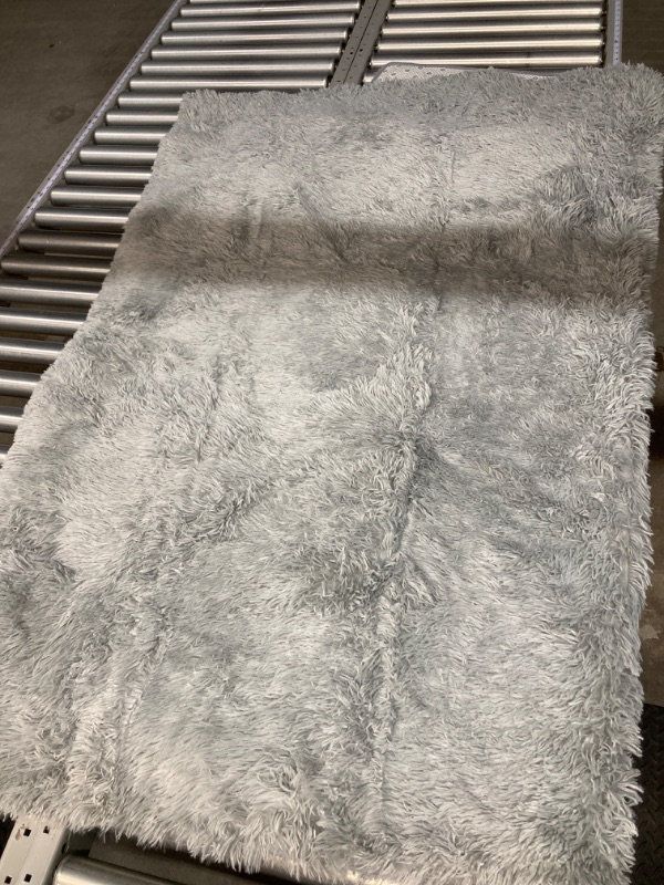 Photo 1 of Andency 4x6 Shag Area Rug for Living Room, Tie-Dyed Light Grey Soft Fuzzy Plush Indoor Carpets for Bedroom, Non Skid Fluffy Faux Fur Rug for Nursery Kids Boys Girls Room