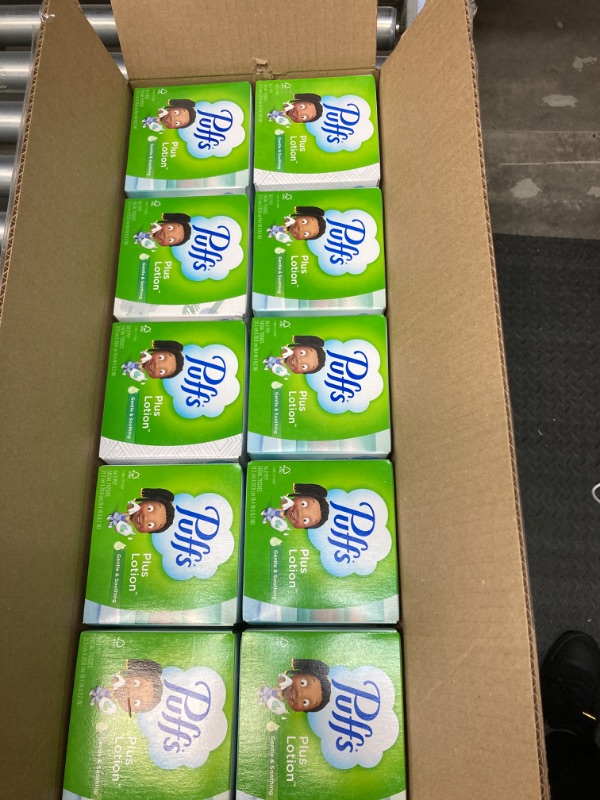Photo 1 of Puffs Plus Lotion Facial Tissues, 10 Cubes, 56 Tissues Per Box (560 Tissues Total) PL 10X56 (New)