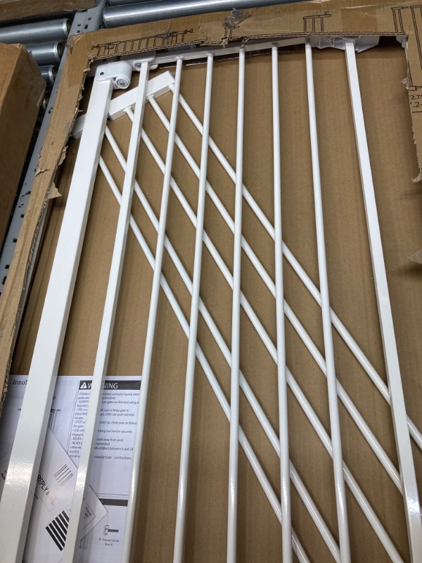 Photo 1 of InnoTruth 29"- 39.6“ Baby Gate for Doorways and Stairs, 36" Extra Tall No Drill Wall Protected Dog Gate, 45cm Wide Walk Thru Auto Close Metal Child Gate, Easy to Install and One-Hand Opening, White White 36" Tall