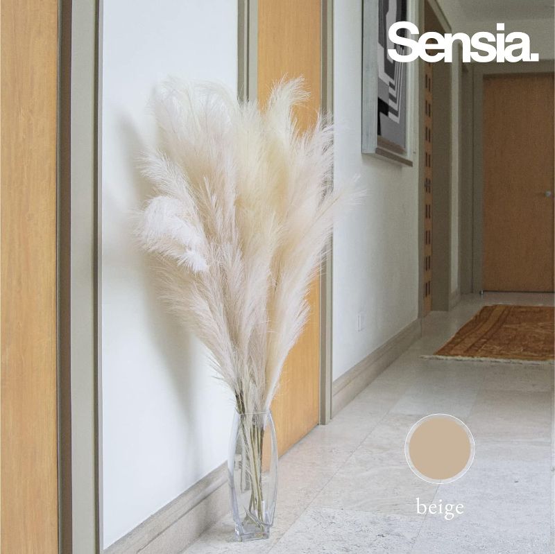 Photo 1 of 4pc Sensia. Sensia Home Decor Faux Pampas Grass Beige, Bulrush Reed Boho Tall Fluffy Feather Floral Pompas Stems for Floor Vase Filler 43.3'' Long...
