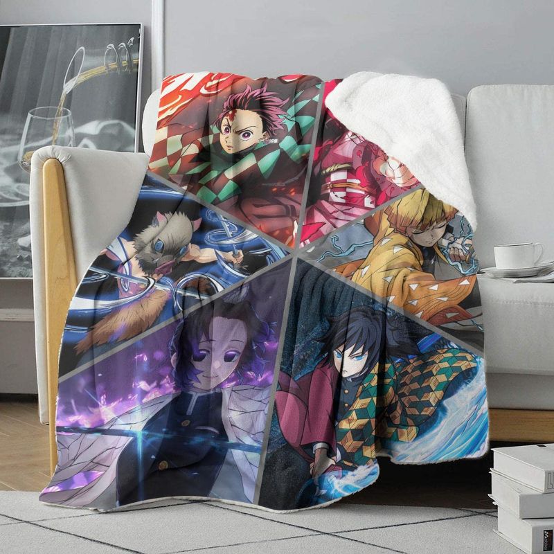 Photo 1 of Anime Sherpa Blanket,Comfortable Sherpa Fleece Throw Blanket,Ultra Soft Flannel Blankets,Double Layer Fabric Warm Blankets for Bedding Sofa Travel 60"X50" Anime 50x60in