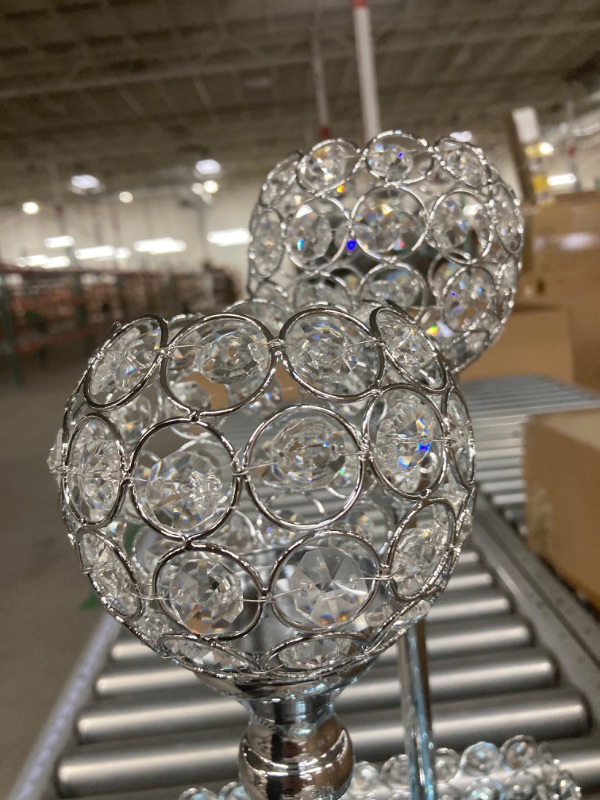 Photo 1 of 4 Packs Crystal Candle Holders Centerpieces Table Decorations, Crystal Tea Lights Candelabras, Centerpiece Table Mirror Tray, for Vase Decoration, Wedding...
