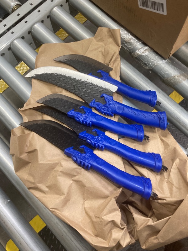 Photo 1 of Authentic XYJ Since 1986,5pcs Meat Butcher Knives Set,Slaughter Fish Knife With Honing Steel,Whetstone,Cake Cutter,Camping Chef Knives Bag,Kitchen Slice...
