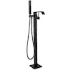 Photo 1 of 1-Handle Freestanding Floor Mount Tub Faucet Bathtub Filler with Hand Shower in Matte Black
