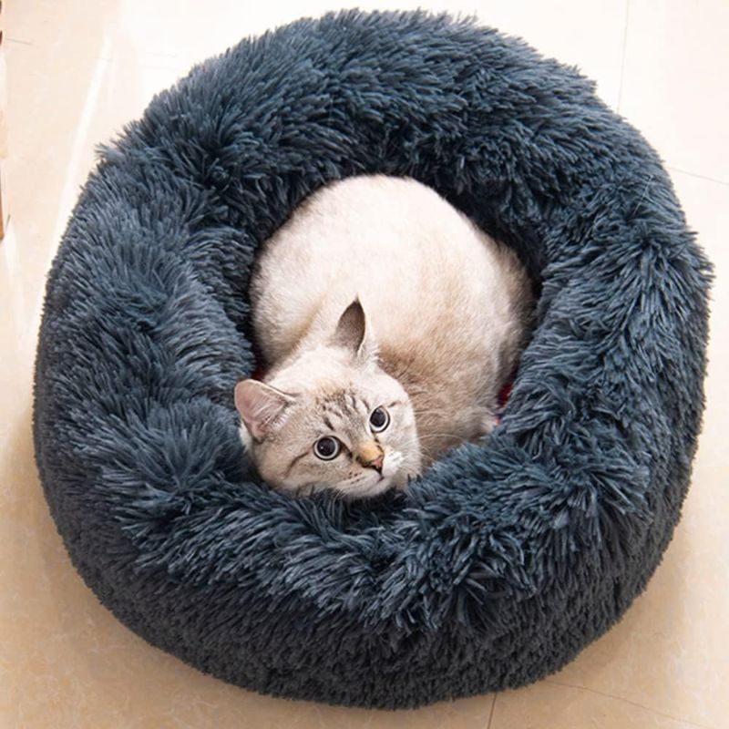 Photo 1 of Cat Beds for Indoor Cats - Cat Bed Washable 20/24 inches, Dog Beds for Small Medium Dogs, Anti Anxiety Round Fluffy Plush Faux Fur Cat Bed,Thick Bottom Keep...
