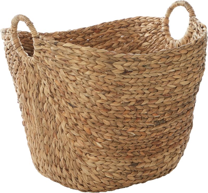 Photo 1 of Deco 79 Seagrass Handmade Large Woven Storage Basket with Ring Handles, 20" x 18" x 19", Brown
